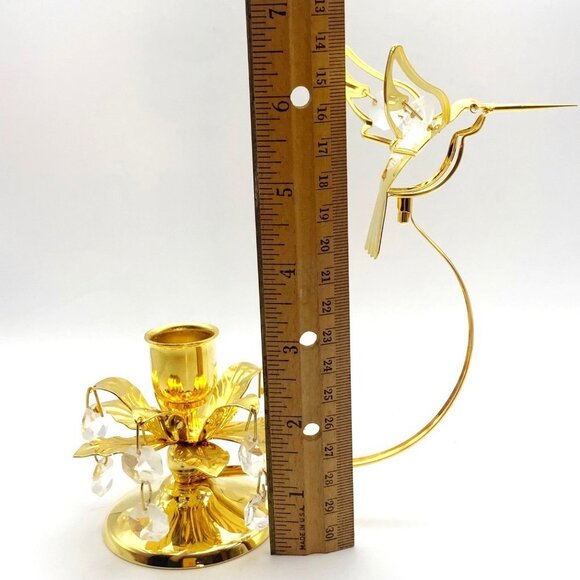 Austrian Crystal Delight Hummingbird Flower Chandelier Candle Holder 6.5” - Picture 6 of 9